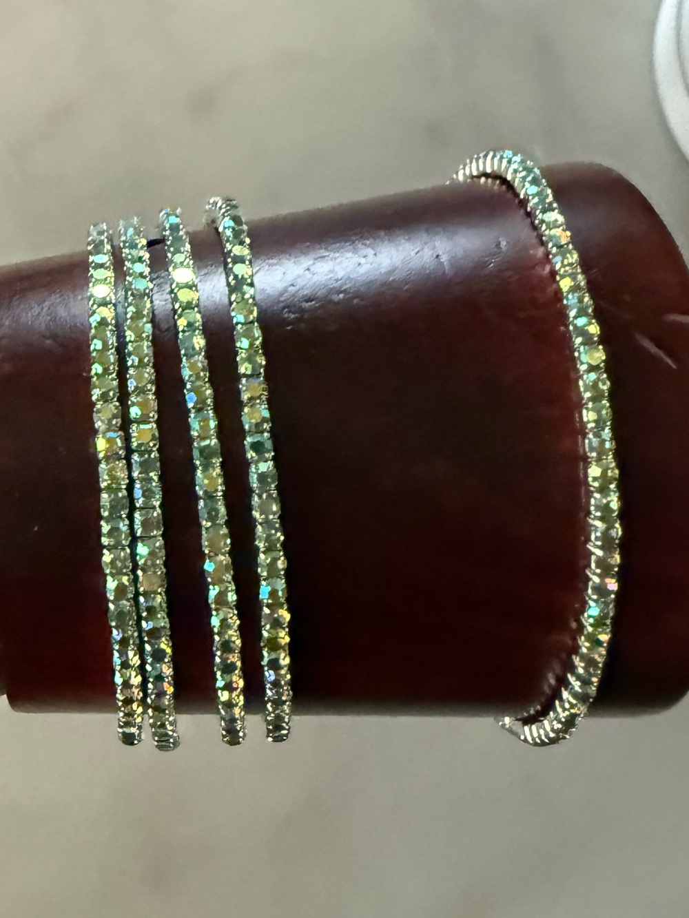 Green AB Rhinestone Stretch Tennis Bracelets New